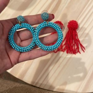 Bauble Bar Sugar Fix Red and Blue Beaded Statement Earrings (2 Pairs)